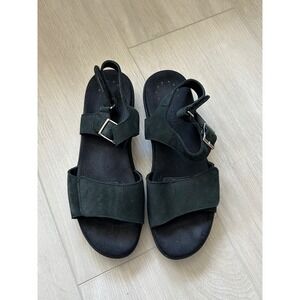 Mephisto Black Nubuck Leather Adjustable Strap Sandals 39 suport cushion walking